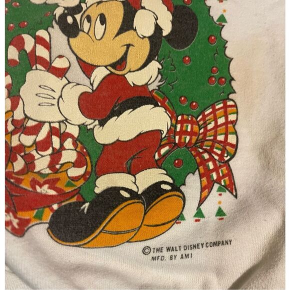 Vintage The Walt Disney Company Youth Mickey Mouse Doublesided Christmas Sweatsh - Picture 4 of 8